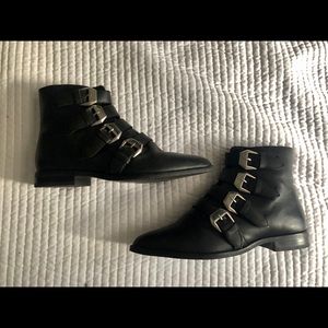 ASOS Alissa leather buckled booties